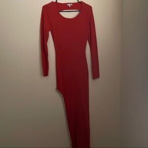 Elegant Red Long Sleeve Dress